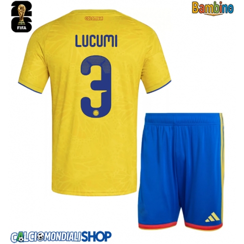 Maglie da calcio Colombia Jhon Lucumi #3 Prima Maglia Bambino Mondiali 2026  Manica Corta + Pantaloni corti)